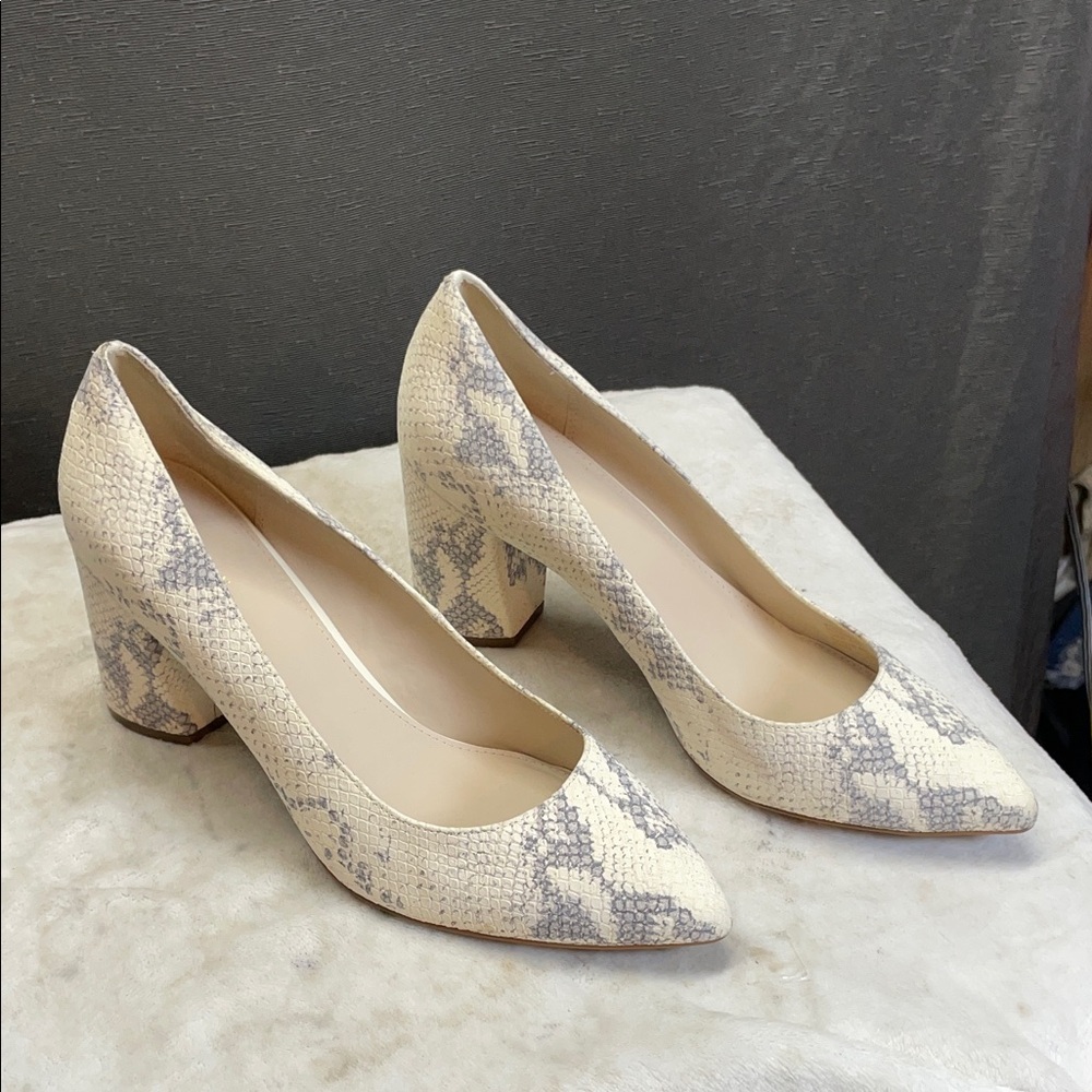 Cole Haan Snakeskin Cream and Gray Heels